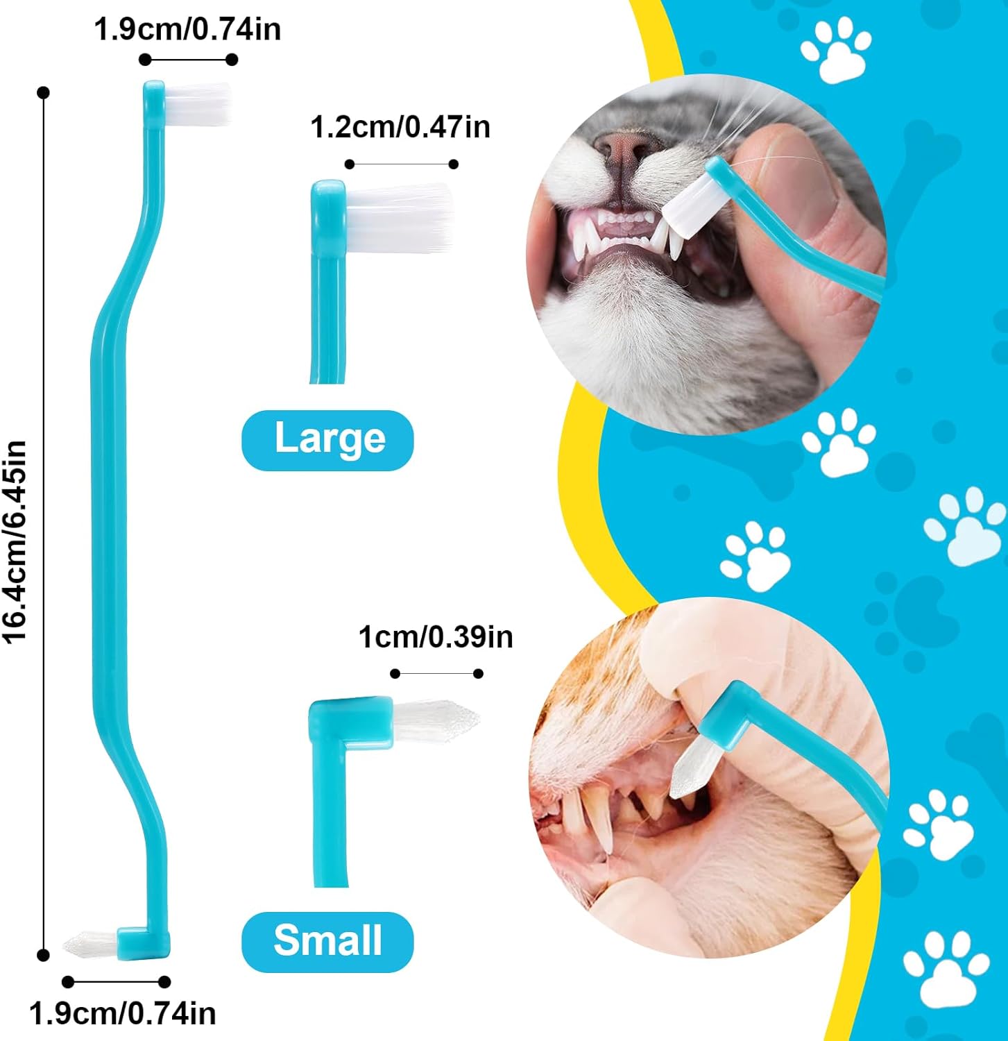 6 Pcs Dual Sided Cat Toothbrush, Anti-Slip Curved Handle Cat Teeth Cleaning Brushs,Cat Dental Care Supplies,Pet Toothbrush with Micro Brush Head · v3