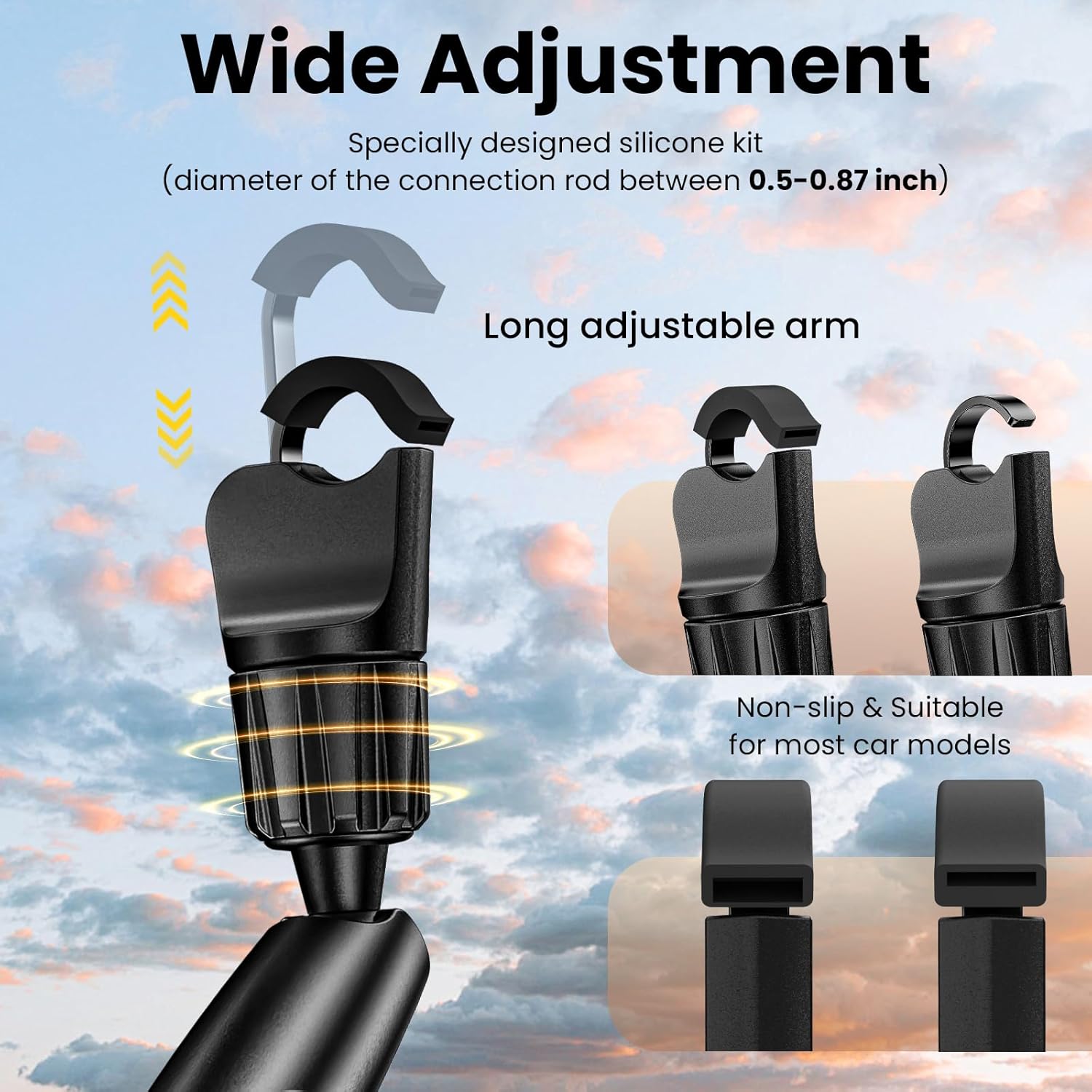 Magnetic Phone Holder for Car, Rear View Mirror Phone Holder, 360° Rotating Car Phone Holder Mount, Compatible with iPhone 15/14/13/12 Series and All Phones with Magsafe Case or Metal Ring