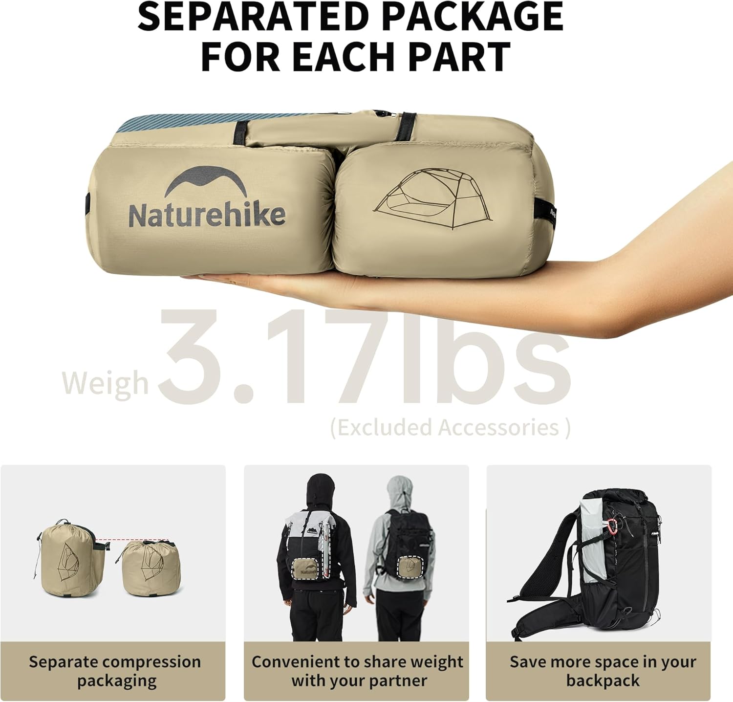 خيمة Naturehike UL Star River 2 Person Backpacking، خيمة مزدوجة الطبقات مقاومة للماء لشخصين، خيمة خفيفة الوزن لركوب الدراجات لشخصين