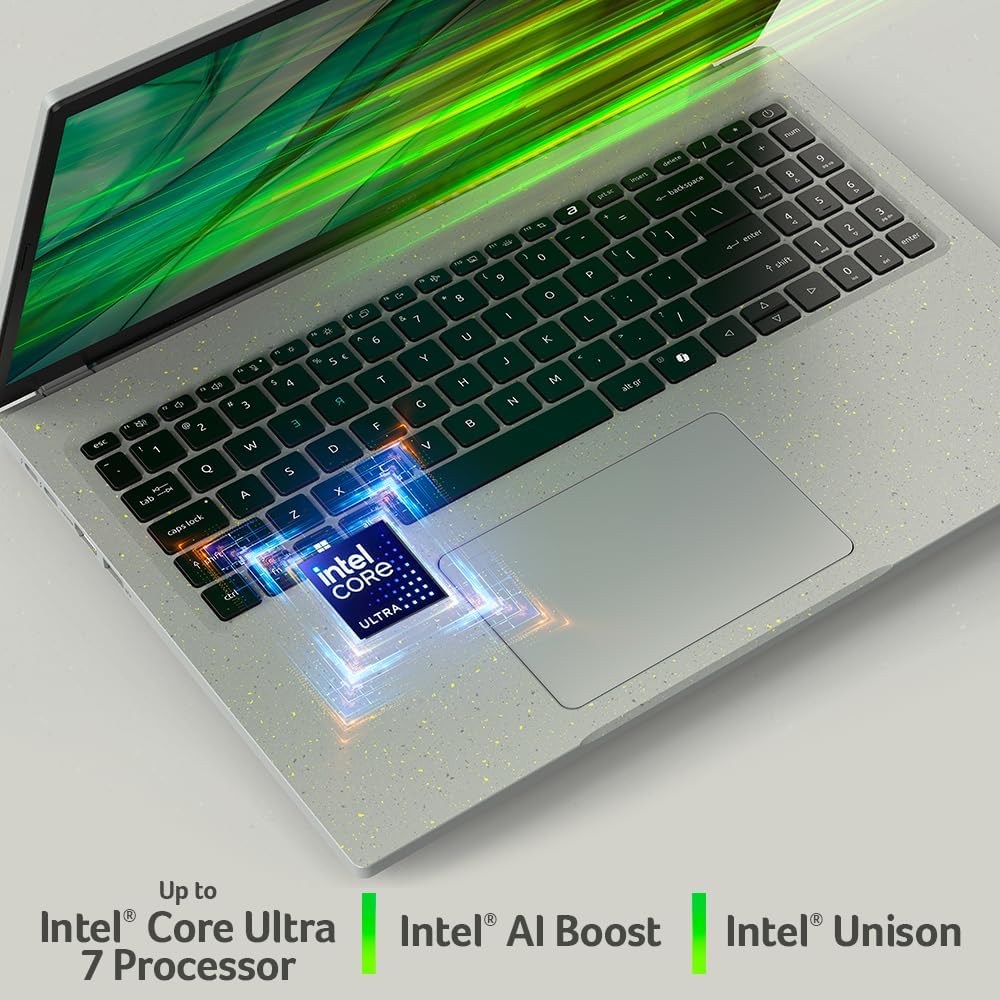 Acer Aspire Vero 16 Intel Evo Edition Laptop | 16 1920 x 1200 Touch Display | Unlock AI Experiences | Intel Core Ultra 7 processor 155U | 16GB LPDDR5X | 1TB SSD | Killer Wi-Fi 7 | AV16-51PT-74NR · v3