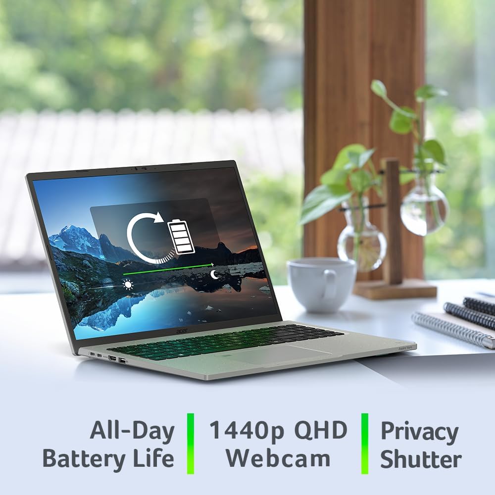 Acer Aspire Vero 16 Intel Evo Edition Laptop | 16 1920 x 1200 Touch Display | Unlock AI Experiences | Intel Core Ultra 7 processor 155U | 16GB LPDDR5X | 1TB SSD | Killer Wi-Fi 7 | AV16-51PT-74NR · v3