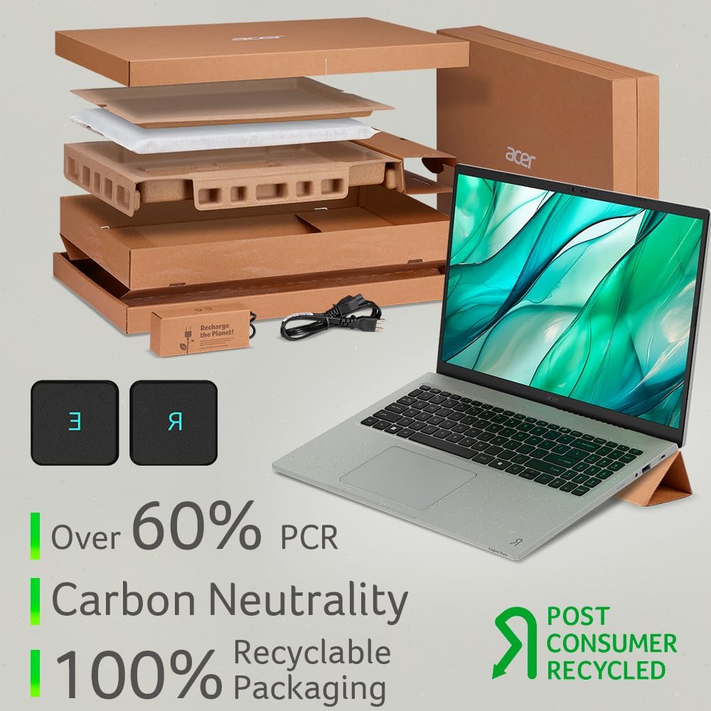 Acer Aspire Vero 16 Intel Evo Edition Laptop | 16 1920 x 1200 Touch Display | Unlock AI Experiences | Intel Core Ultra 7 processor 155U | 16GB LPDDR5X | 1TB SSD | Killer Wi-Fi 7 | AV16-51PT-74NR · v3