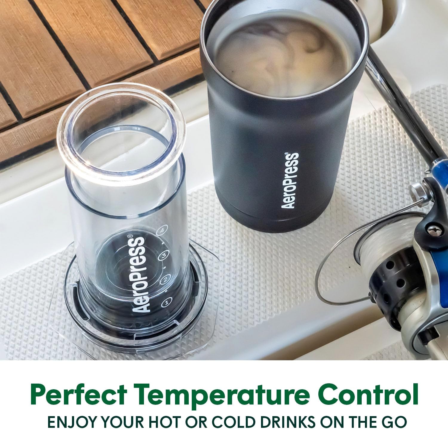 AeroPress Go Plus เครื่องชงกาแฟพกพาขนาดเล็กสำหรับการตั้งแคมป์ท่องเที่ยว - วิธีการชงแบบ 3-in-1 ผสมผสานระหว่าง French Press, Pourover, Espresso, กาแฟเข้มข้นไม่มีรสขม ชุดชงกาแฟ - สีดำ