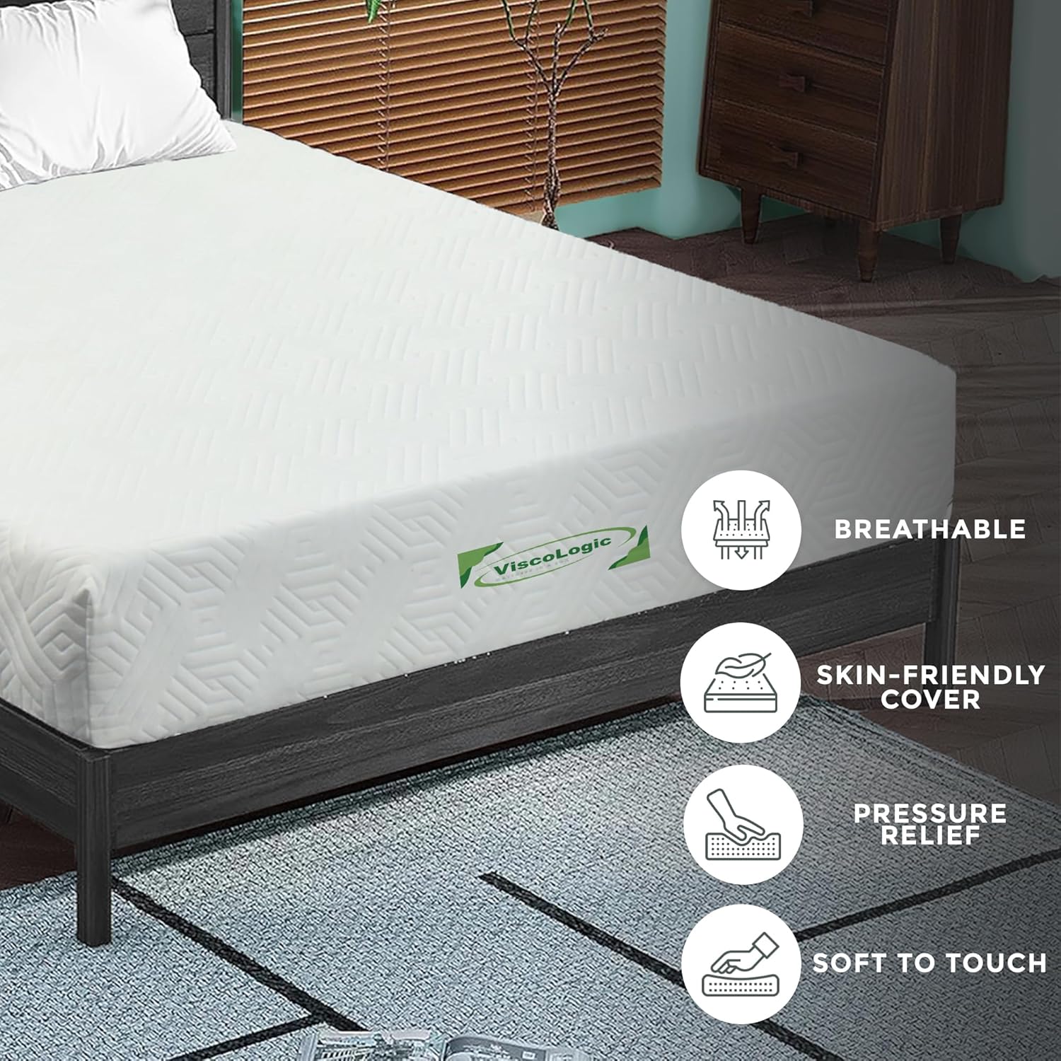 10 inch Twin Gel Infused Cool Sleep Supportive High Density Medium Firm Hypoallergenic Gel Infused Reversible Foam Mattress, Perfect for Platform Bed, CertiPUR-US Certified Foam · v2