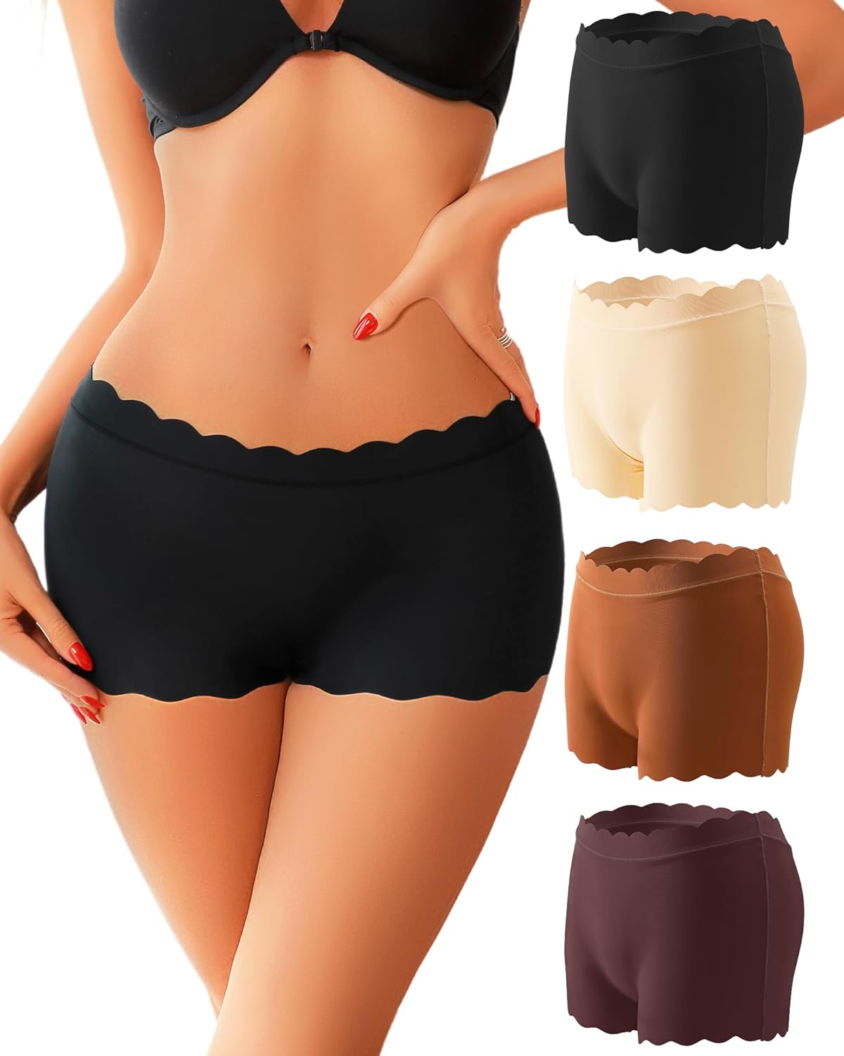 ALL OF ME Boy Shorts Underwear for Womens No Show Sexy Seamless Boxer Briefs Breathable Soft Shorts Cheeky Panties 4 S-XL · v2