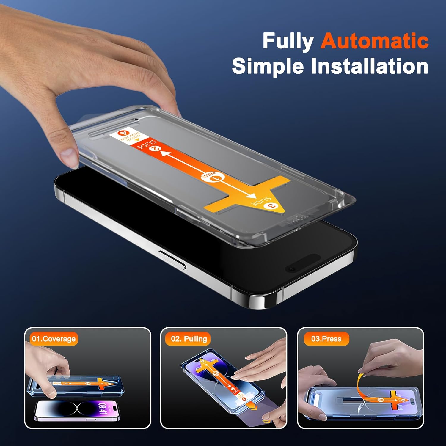 SIBEITU 2-Pack for iPhone 15 Pro Max Screen Protector, [Auto Alignment Kit] 6.7 Inch HD Clear Tempered Glass Film, 9H Hardness Anti Scratch Auto Dust Removal Installation Protector, Sensitive Touch