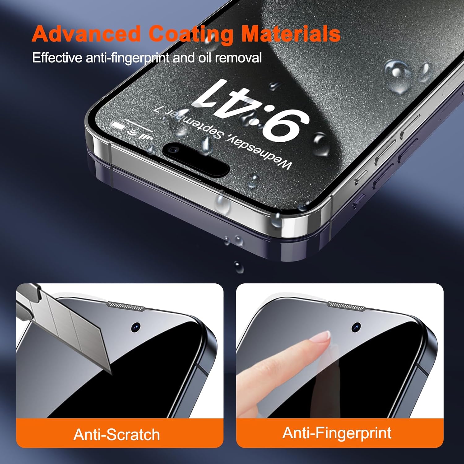 SIBEITU 2-Pack for iPhone 15 Pro Max Screen Protector, [Auto Alignment Kit] 6.7 Inch HD Clear Tempered Glass Film, 9H Hardness Anti Scratch Auto Dust Removal Installation Protector, Sensitive Touch