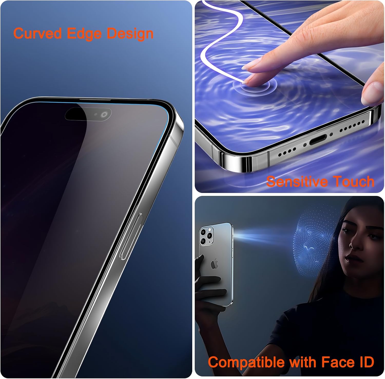 SIBEITU 2-Pack for iPhone 15 Pro Max Screen Protector, [Auto Alignment Kit] 6.7 Inch HD Clear Tempered Glass Film, 9H Hardness Anti Scratch Auto Dust Removal Installation Protector, Sensitive Touch