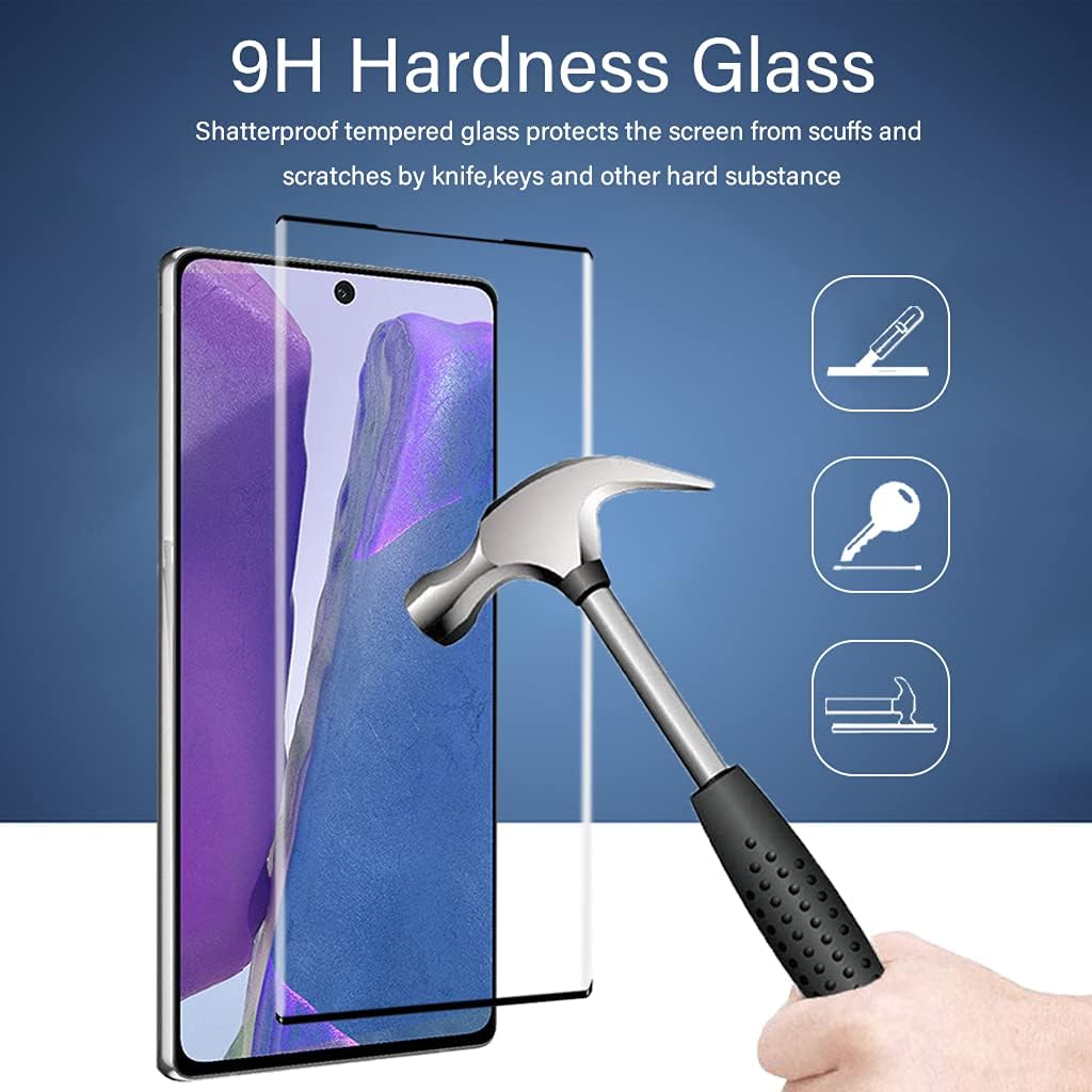 Protecteur d'écran pour Galaxy Note 20, film de protection d'écran en verre trempé Note 20【Lot de 2】Lot de 2 protecteurs d'objectif pour appareil photo, verre 3D, dureté 9H, protecteur d'écran en verre trempé pour Samsung Galaxy Note 20