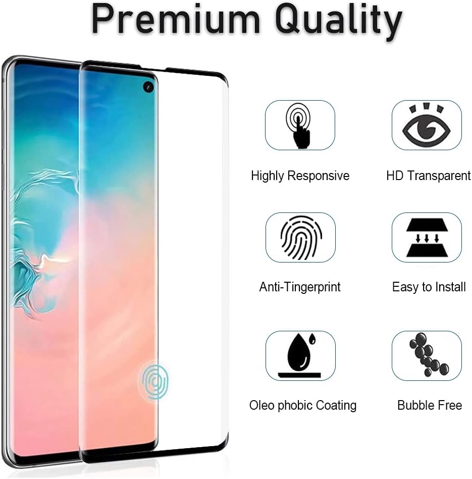 Galaxy S10 Plus Screen Protector, 2 Pack Tempered Glass Screen Protector【2 2 Pack】2 Pack Camera Lens Protector, 3D Glass 9H Hardness Tempered Glass Screen Protector for Samsung Galaxy S10  Plus