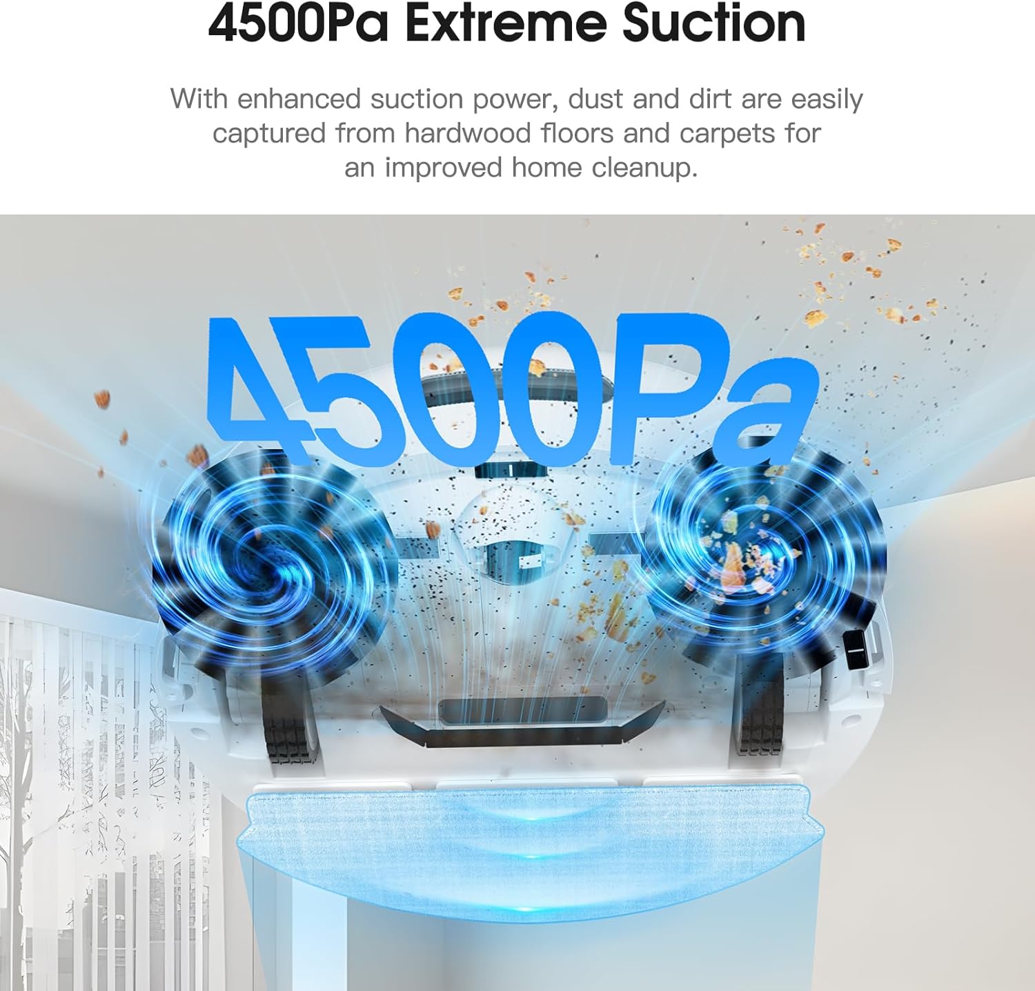 Robot Vacuum and Mop Cleaner with 4500Pa Suction, Advanced 3D Obstacle Avoidance, Next-generation Smart APP  Voice Control Robotic Vacuum, Automatic Aspirdora for Home Hard Floor, Pet Hair · v2