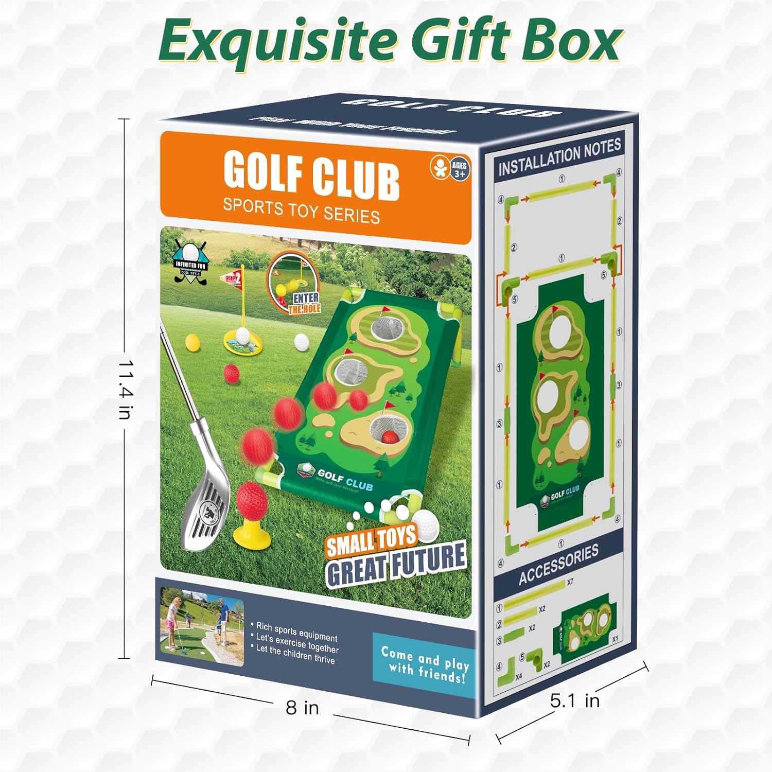 Set da golf Liberry Toddler per bambini dai 3 ai 5 anni, set di mazze da golf retrattili per bambini con tappetino da golf, tavola da golf Cornhole, giocattolo per sport all'aperto e al coperto, regalo di compleanno