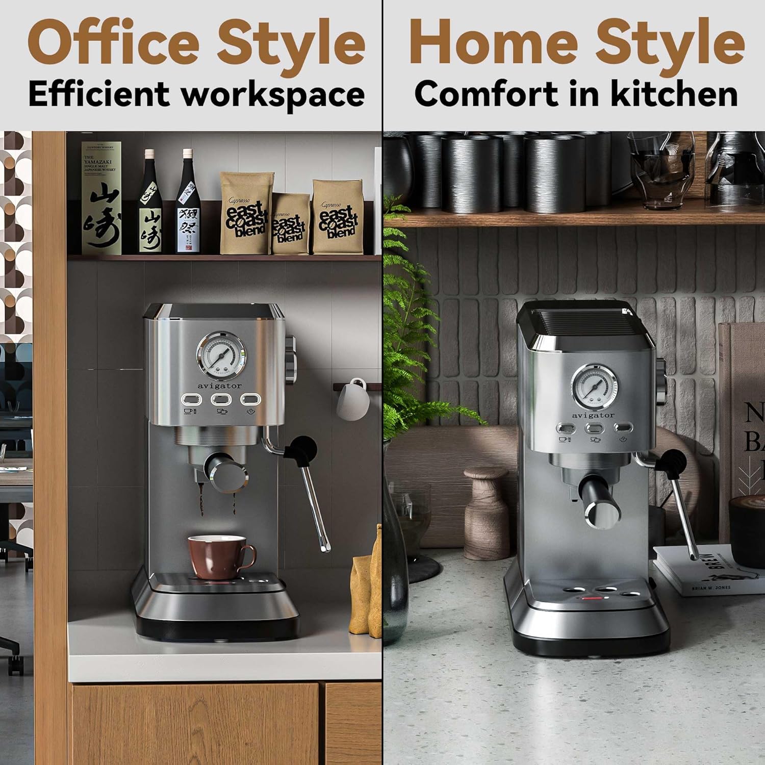 20 Bar Automatic Espresso Machine, Programable Espresso Maker with 50 Oz Removable Water Tank, Compact Cappuccino/Latte Machine with Milk Frother/Steam · v2