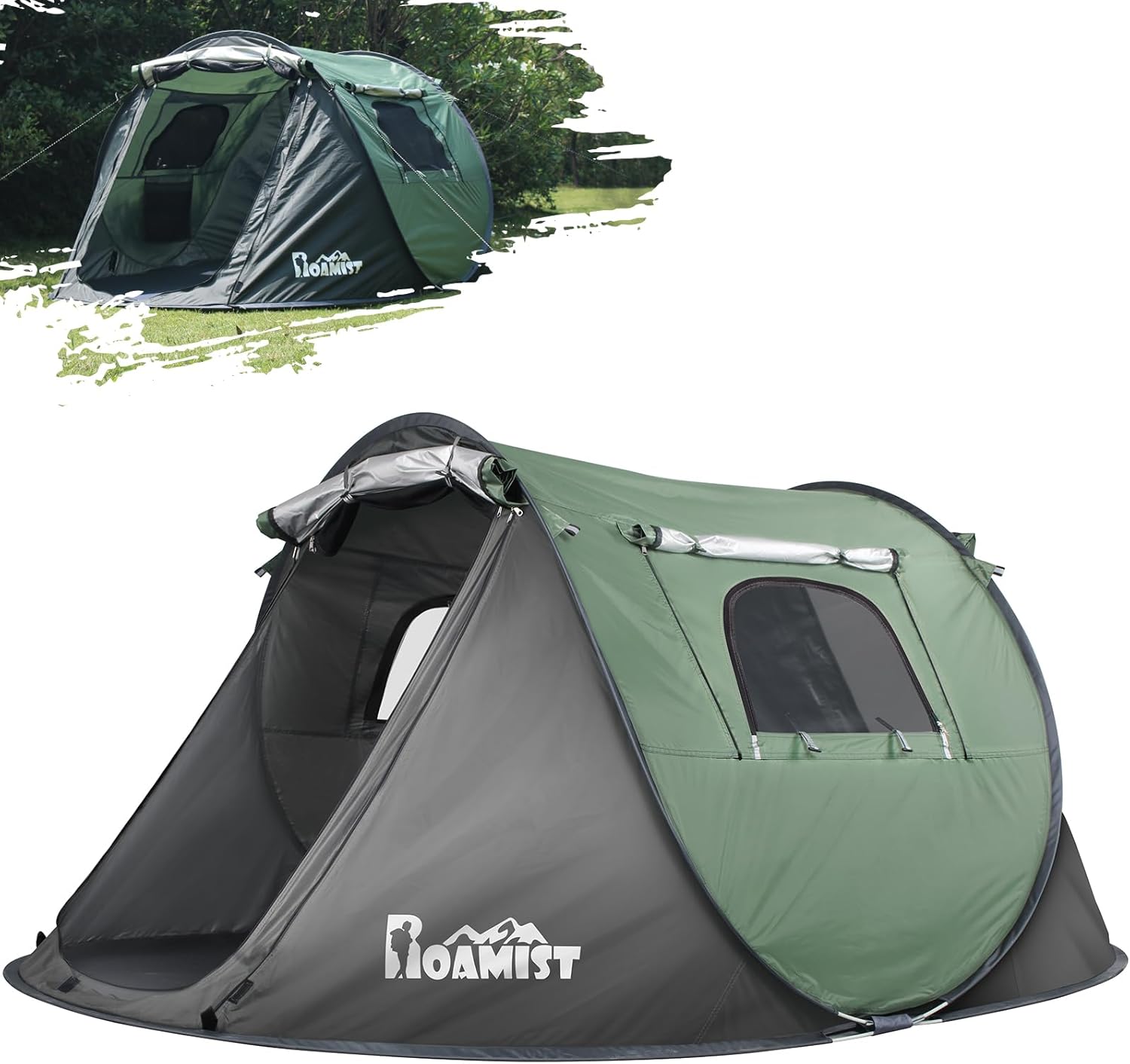 Tents for Camping, 2/3/4 Person Easy Pop Up Tents for Camping, Waterproof Windproof Automatic Setup Camping Tent with Extra Storage, 2 Doors Instant Family Tents for Hiking  Traveling · v6