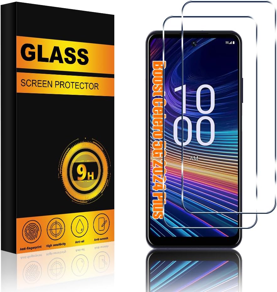 2 PACK for Boost Mobile Celero 5G Plus 2024 Screen Protector Tempered Glass [9H Hardness] Anti-Scratch Easy Installation Bubble Free Case Friendly