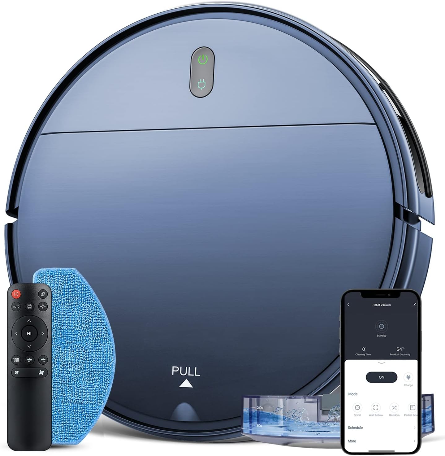 ZCWA Kombination aus Saugroboter und Wischmopp, 2-in-1-Wischroboter mit WLAN/App, Roboter-Staubsauger, Zeitplaneinstellungen, Selbstaufladung, ideal für Hartböden, Tierhaare und niedrigflorige Teppiche