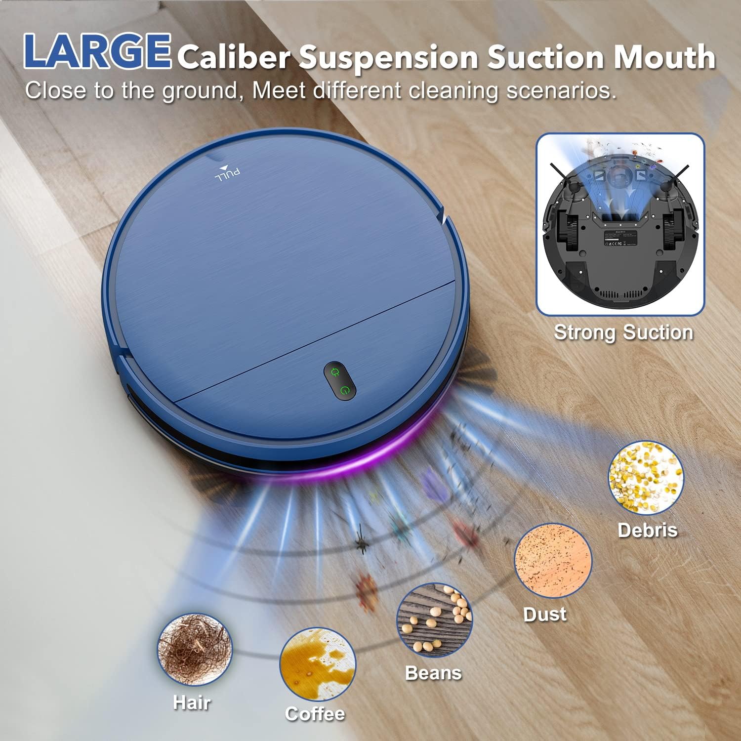 Robot aspirapolvere e mocio ZCWA, aspirapolvere robotico 2 in 1 con WiFi/app, aspirapolvere robotico, impostazioni di pianificazione, ricarica automatica, ideale per pavimenti duri, peli di animali domestici e moquette a pelo basso