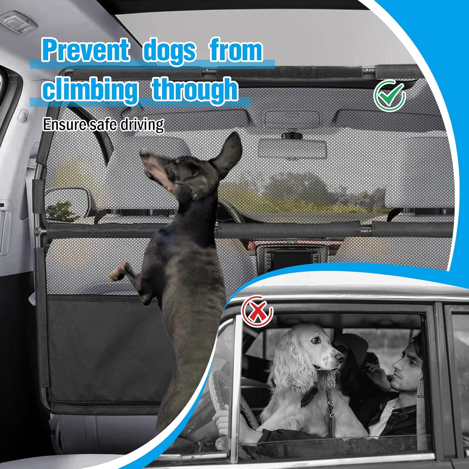 Dog Barrier for Truck,50 Wide Dog Car Barrier,Pet Net Barrier for Car,SUV Dog Barrier for Cargo Area,Back Seat Car Gate,Trunk Barrier with See Through Net Mesh for Trucks SUV CUV Vehicle · v2