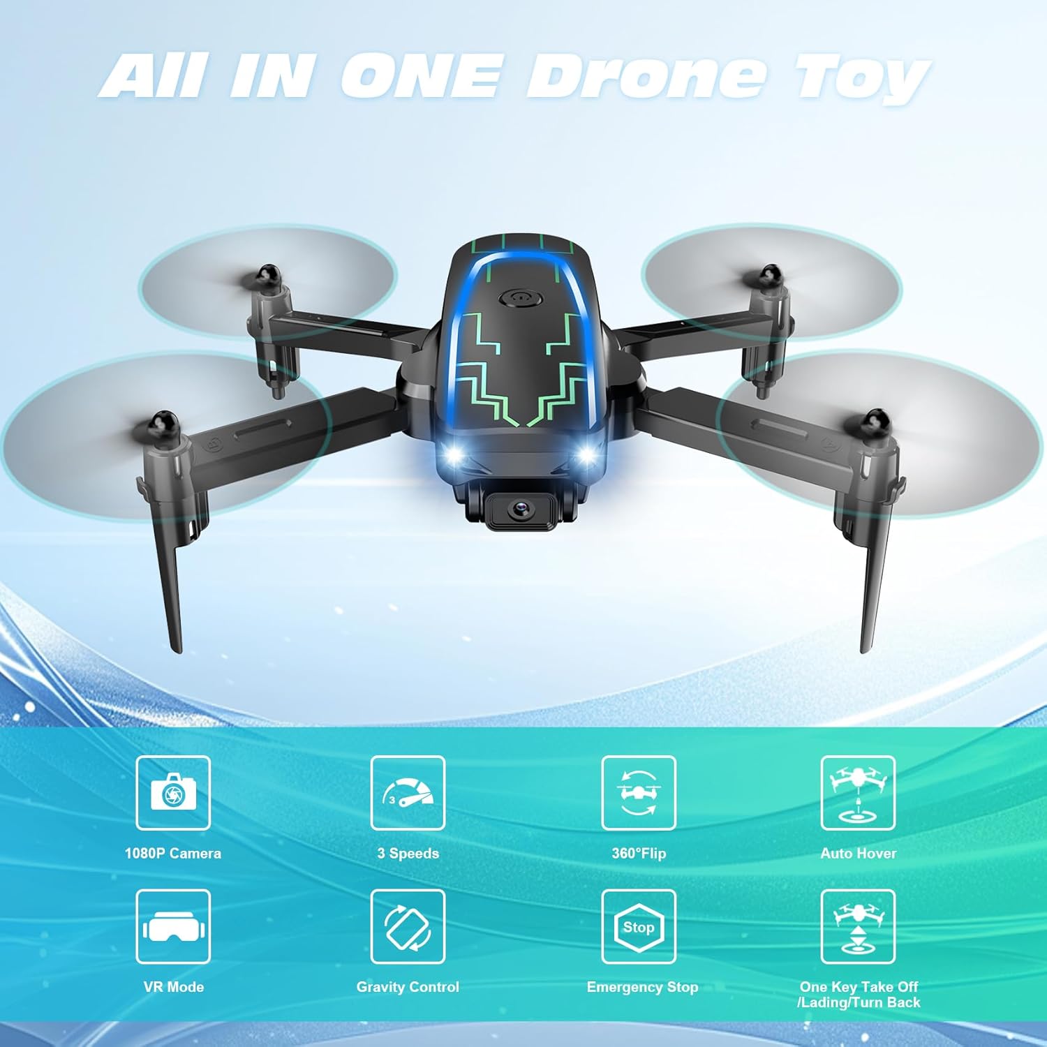 Mini Drone with Camera, Drones for Kids Adults, Boys Gifts, 1080P HD Foldable Drone with Gravity Control, Gestures Selfie, Altitude Hold, One Key Start, 3D Flips, 2 Batteries, Toy for Boys Girls · v4