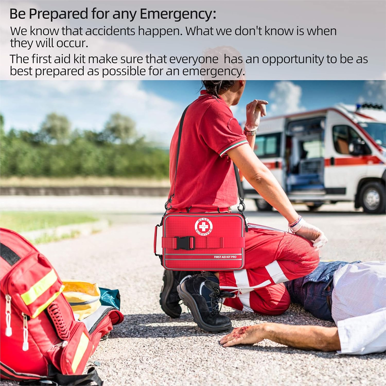 Comprehensive Premium First Aid Kit, Emergency Trauma Kits with Shoulder Strap for Car Camping Gear, Labelled Compartments Survival Kit, Home Essentials, Outdoor Emergency Medical Supplies -252 Piece · v2