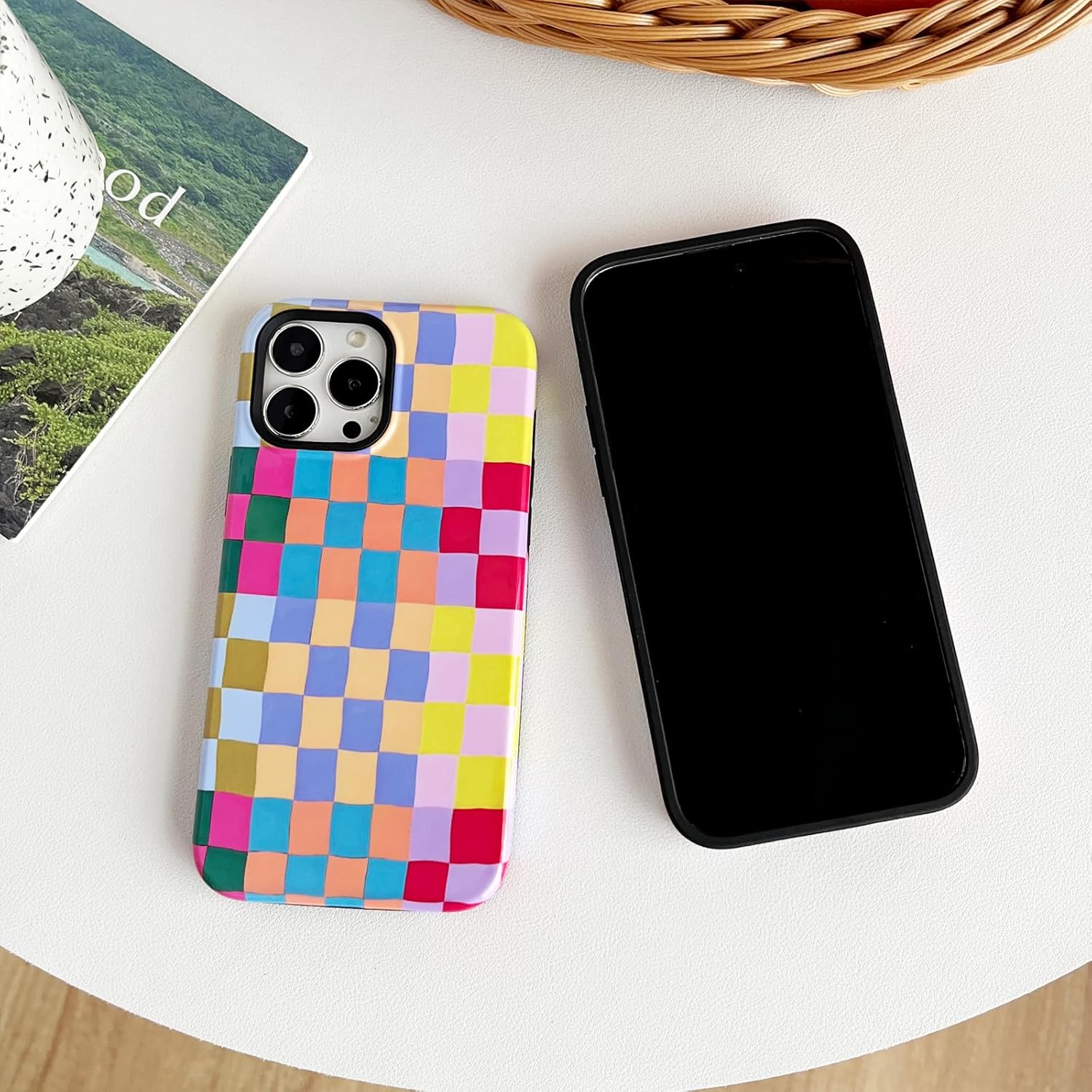 جراب متوافق مع iPhone 14 Pro Max، جراب منقوش ملون لطيف مع جراب TPU ناعم نحيف مقاوم للصدمات وحافظات واقية صلبة من البولي كربونات للنساء/الرجال مصممة لجراب iPhone 14 Pro Max (ملون 1)