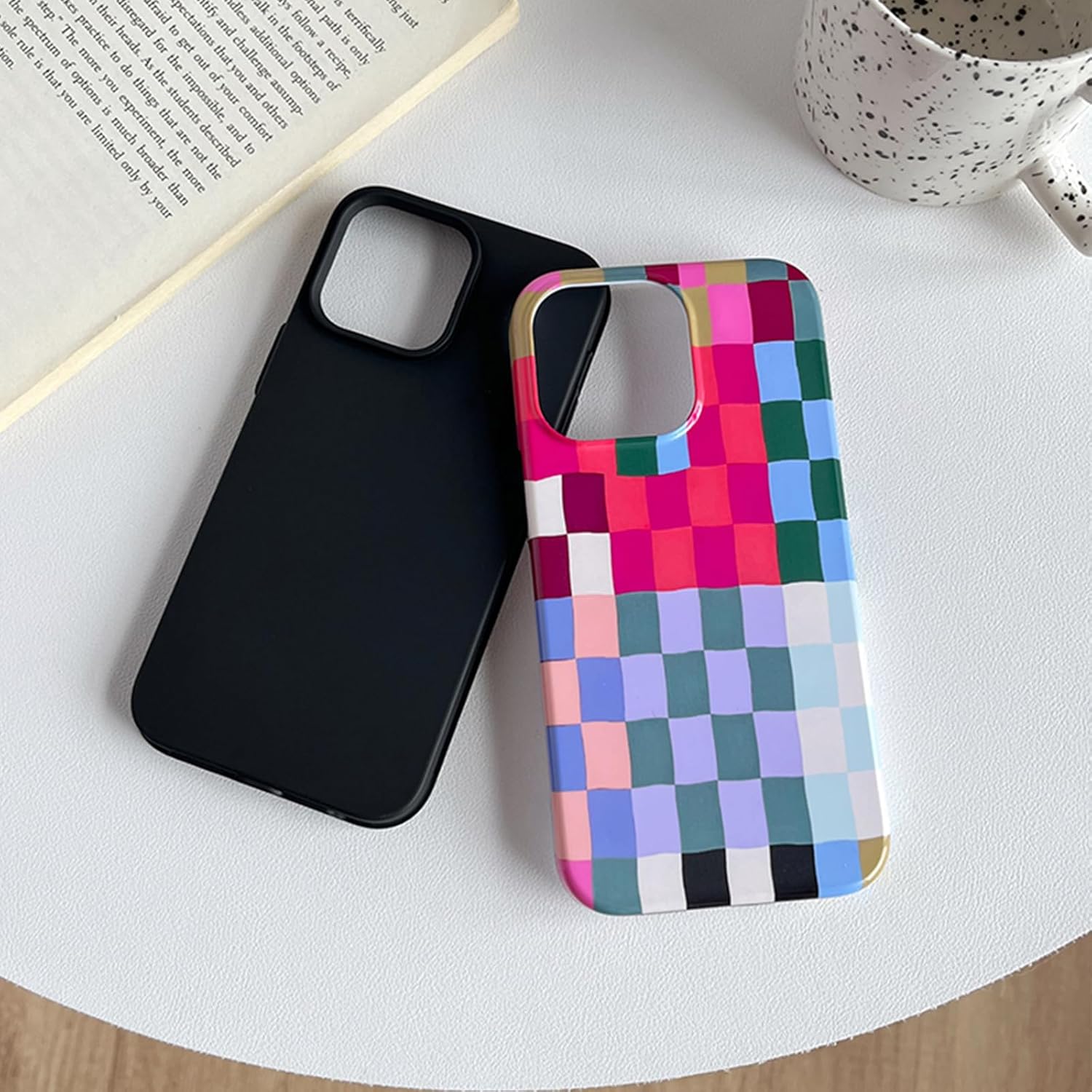 Kompatybilny z etui iPhone 12/iPhone 12 Pro, uroczym kolorowym etui w kratkę z odpornym na wstrząsy smukłym miękkim TPU i twardymi pokrowcami ochronnymi na komputer dla kobiet/mężczyzn zaprojektowane dla iPhone'a 12/12 Pro (kolorowe 1)