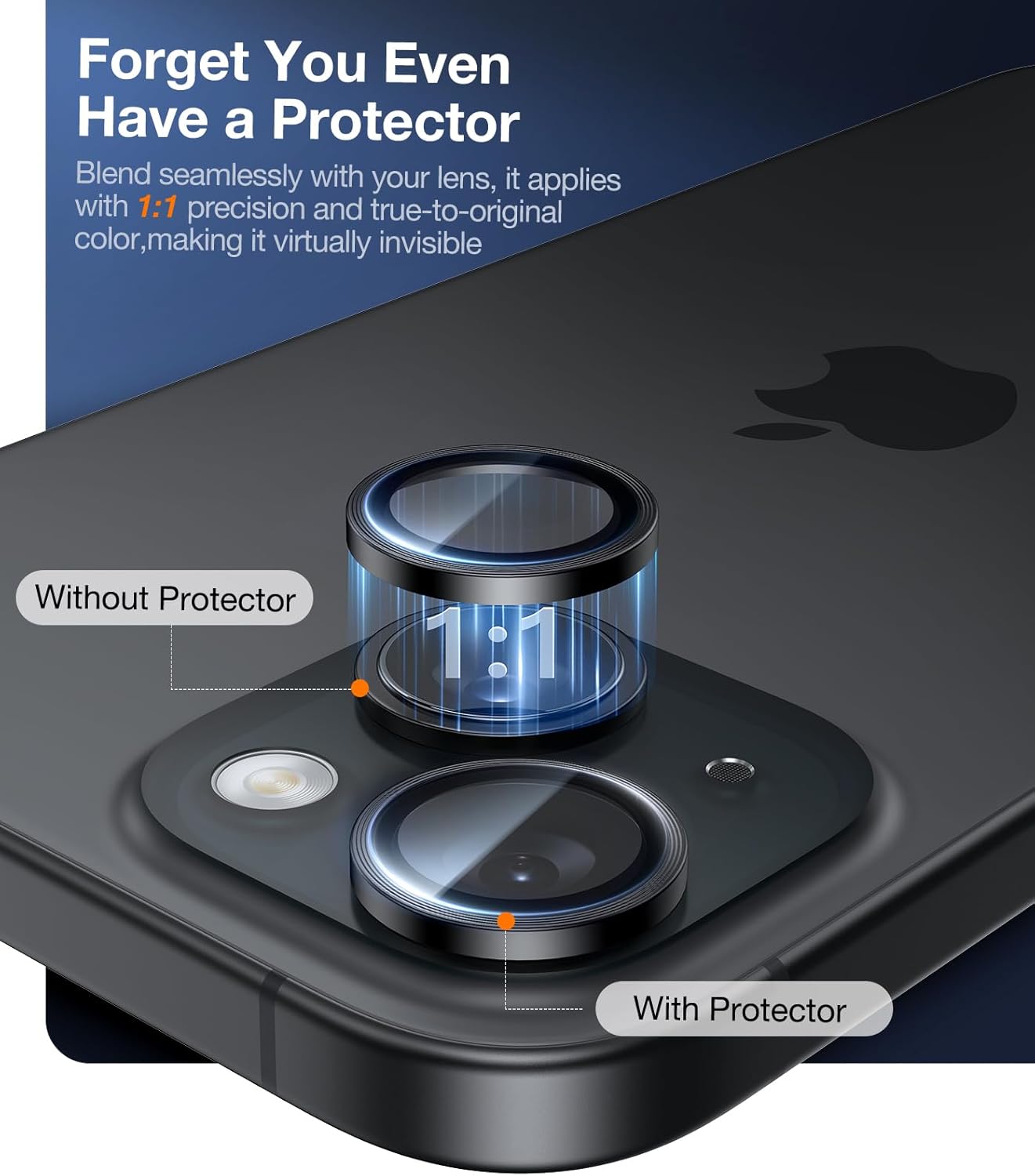 UltraGlass UNBREAK TOP 9H  Glass for iPhone 15/15 Plus Lens Protector [Military Grade Shatterproof  Longest Durable] Camera Lens Protector 15/15 Plus Tempered Glass, White · v2