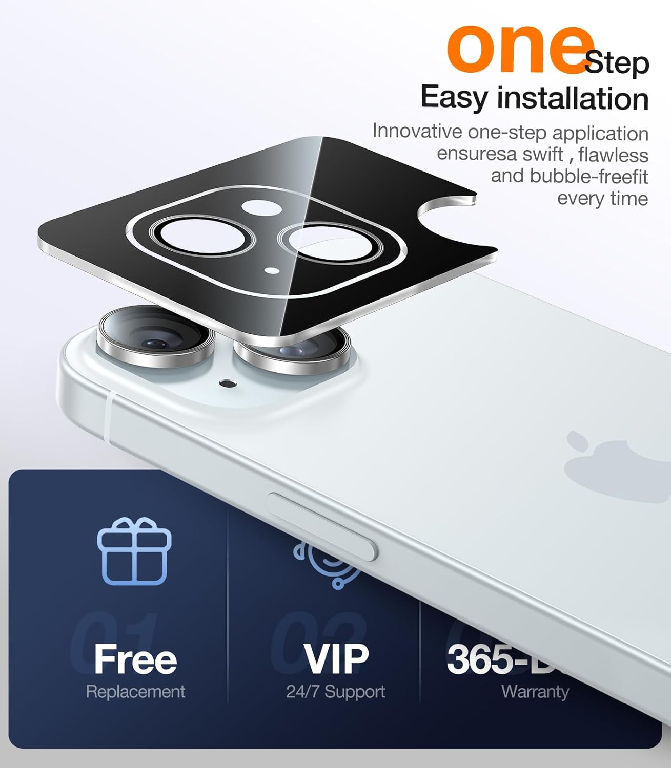 UltraGlass UNBREAK TOP 9H  Glass for iPhone 15/15 Plus Lens Protector [Military Grade Shatterproof  Longest Durable] Camera Lens Protector 15/15 Plus Tempered Glass, White · v2