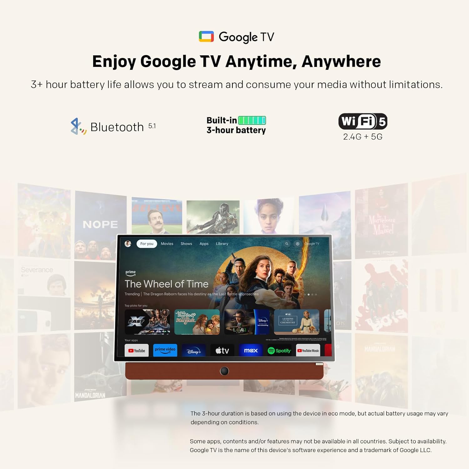 Skyworth 24-Inch Portable 3-Hour Battery Life P100 Companion Series 1080P FHD Smart Google TV, Matte Screen, HDR10, Dolby Audio, LED, Bluetooth, Chromecast and Google Assistant (24P100, 2024 Model) · v7
