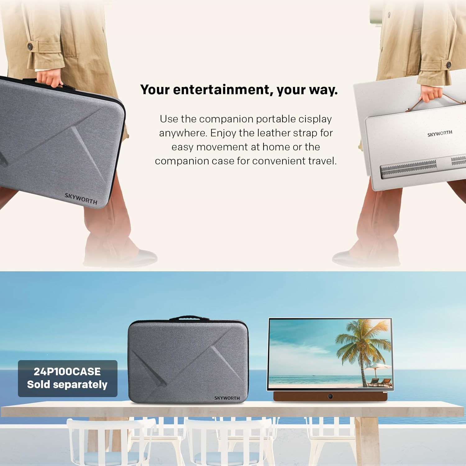 Skyworth 24-Inch Portable 3-Hour Battery Life P100 Companion Series 1080P FHD Smart Google TV, Matte Screen, HDR10, Dolby Audio, LED, Bluetooth, Chromecast and Google Assistant (24P100, 2024 Model) · v7