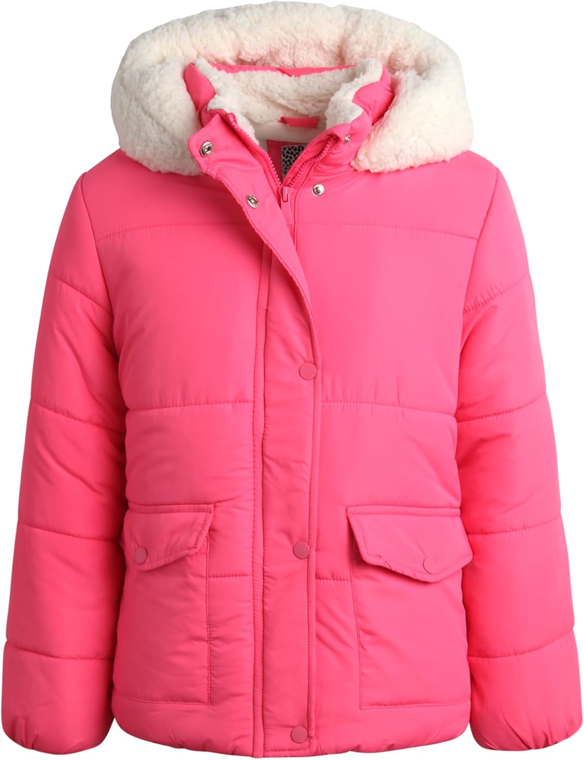 Girls Heavyweight Puffer Jacket - Polar Fleece Lined Winter Jacket for Girls with Sherpa Collar and Hood (7-16)