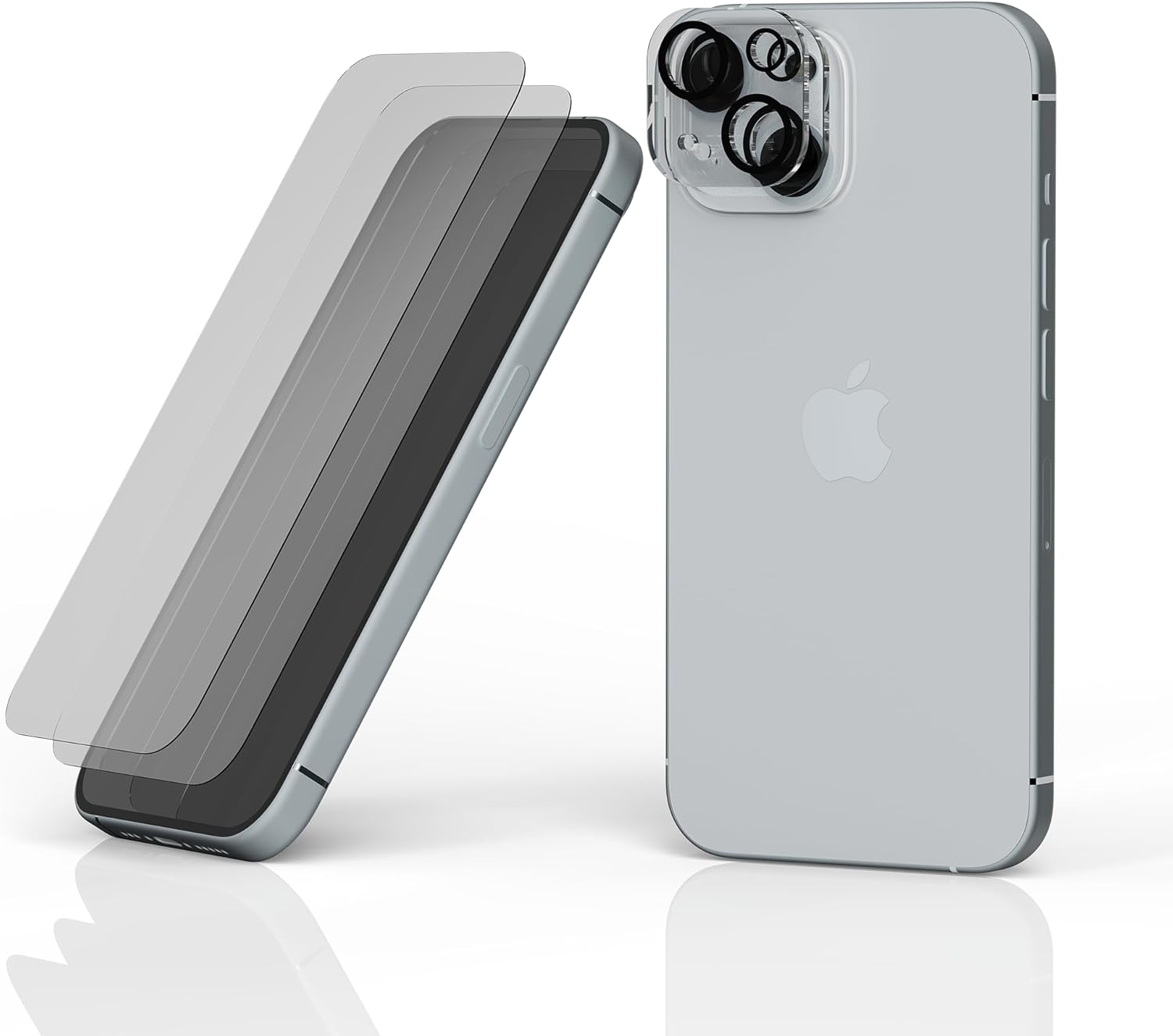ATT Tempered Glass Screen Protector with Scratch and Impact Protection, Smudge Resistance for Apple iPhone (iPhone 15, 2 Pack   2 Lens Protectors)