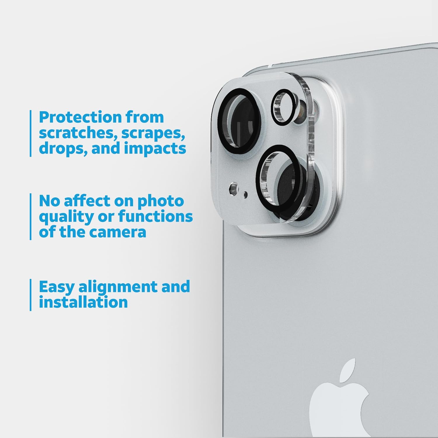 ATT Tempered Glass Screen Protector with Scratch and Impact Protection, Smudge Resistance for Apple iPhone (iPhone 15, 2 Pack   2 Lens Protectors)