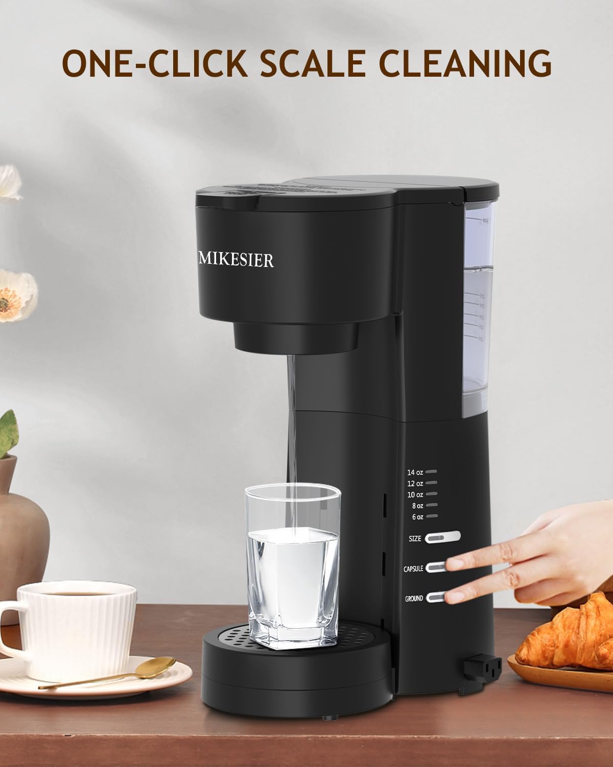 Macchina da caffè monodose 3IN1 per K Cup Ground, macchina da caffè piccola con montalatte, formato da 6 a 14 once, serbatoio d'acqua rimovibile da 28 once, vaschetta raccogligocce regolabile, per Americano, Latte, Cappuccino