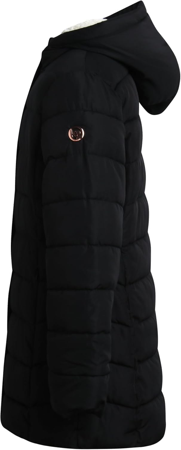 Girls Winter Coat - Warm Polar Fleece Lined Long Quilted Puffer Jacket for Girls with Sherpa Lined Hood (7-16)
