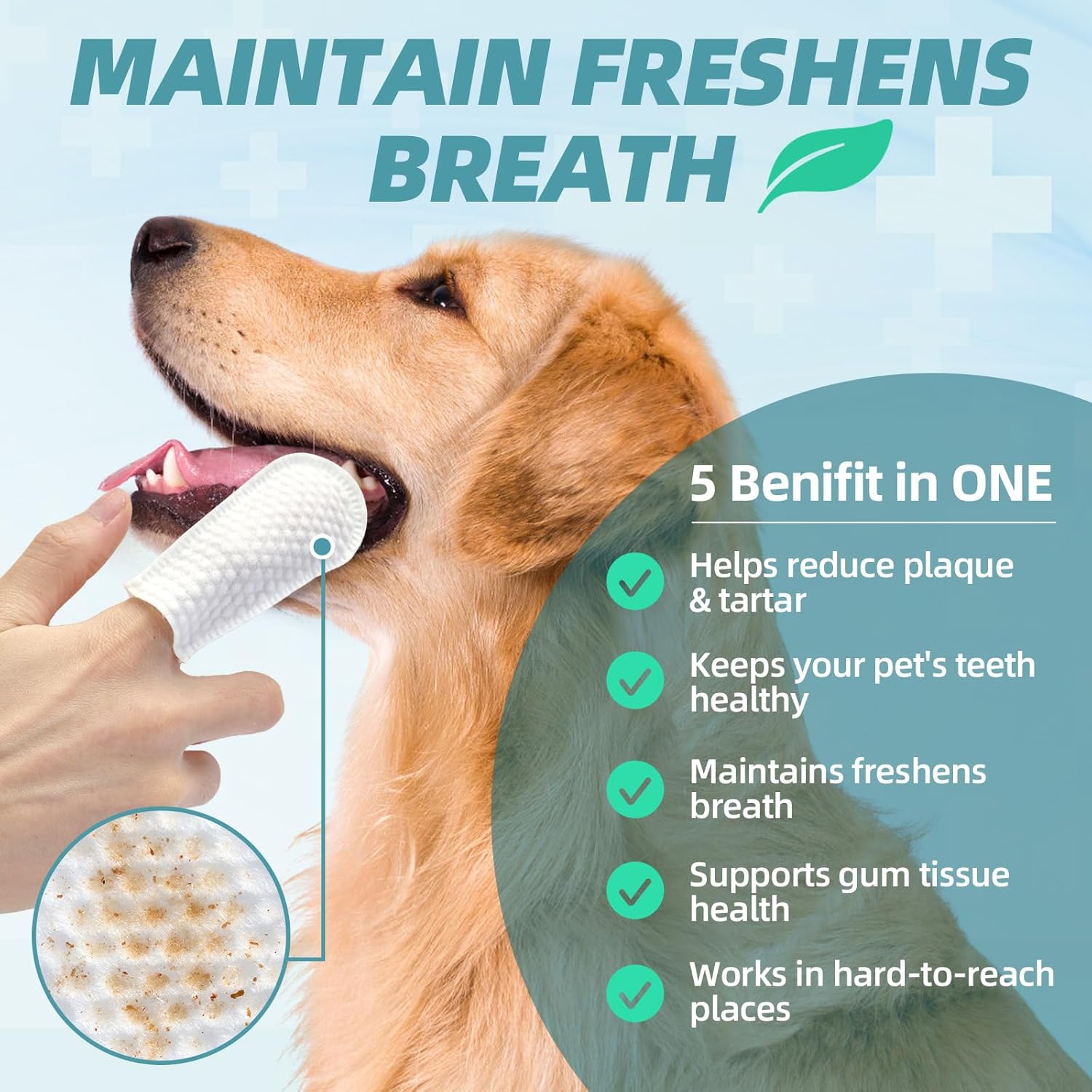 Dog Teeth Cleaning Wipes - Pet Dental Finger Wipes for Dogs  Cats - Dog Tooth Brushing Kit Dental Wipes - Reduces Plaque amp; Freshens Breath 50Pcs · v9