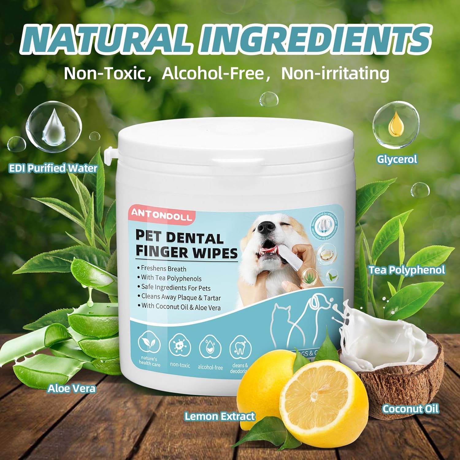 Dog Teeth Cleaning Wipes - Pet Dental Finger Wipes for Dogs  Cats - Dog Tooth Brushing Kit Dental Wipes - Reduces Plaque amp; Freshens Breath 50Pcs · v9