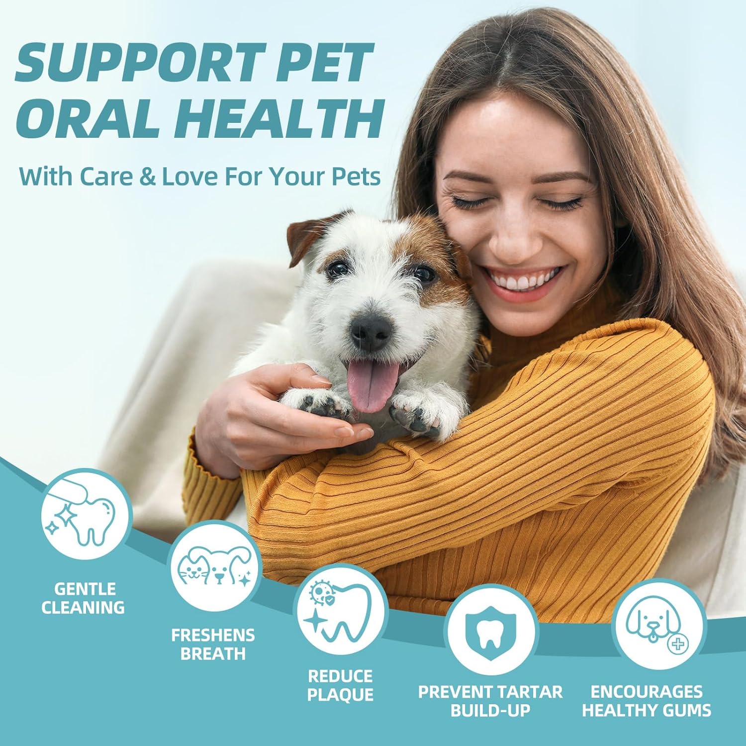 Dog Teeth Cleaning Wipes - Pet Dental Finger Wipes for Dogs  Cats - Dog Tooth Brushing Kit Dental Wipes - Reduces Plaque amp; Freshens Breath 50Pcs · v9