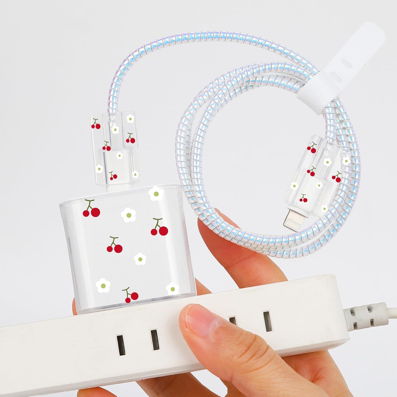 Housse de protection de câble en forme de fleur pour iPhone Charger Lightning, motif floral de cerisier kawaii pour femmes et filles, protecteur de câble de chargeur de téléphone souple pour iPhone 12 13 14 15 Pro Max