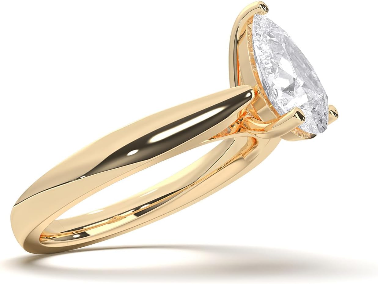 1.00Ct to 3.00Ct Pear Shape F-G/VS Lab Grown Diamond Solitaire Engagement Rings For Women Made in Solid Gold · v4