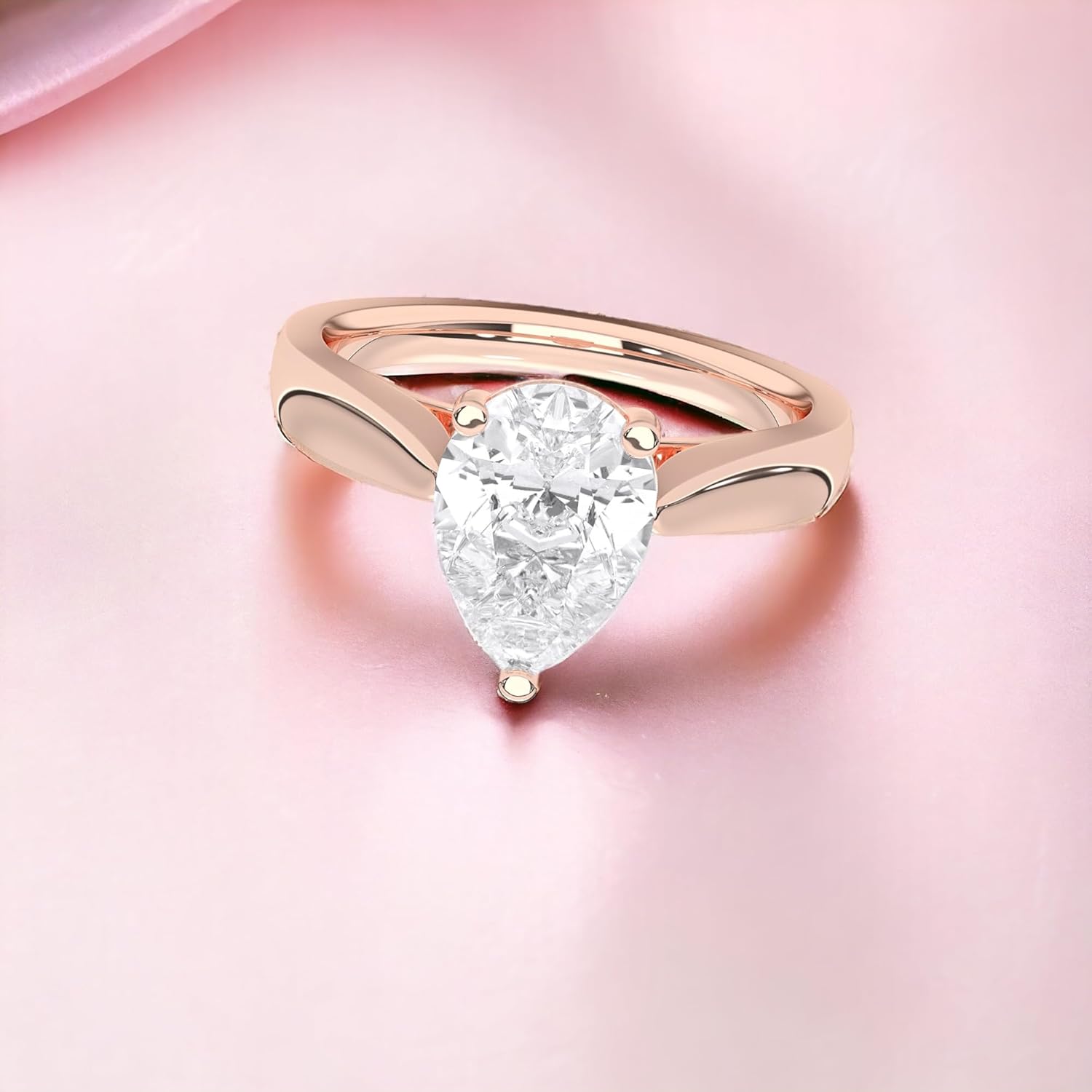 1.00Ct to 3.00Ct Pear Shape F-G/VS Lab Grown Diamond Solitaire Engagement Rings For Women Made in Solid Gold · v4