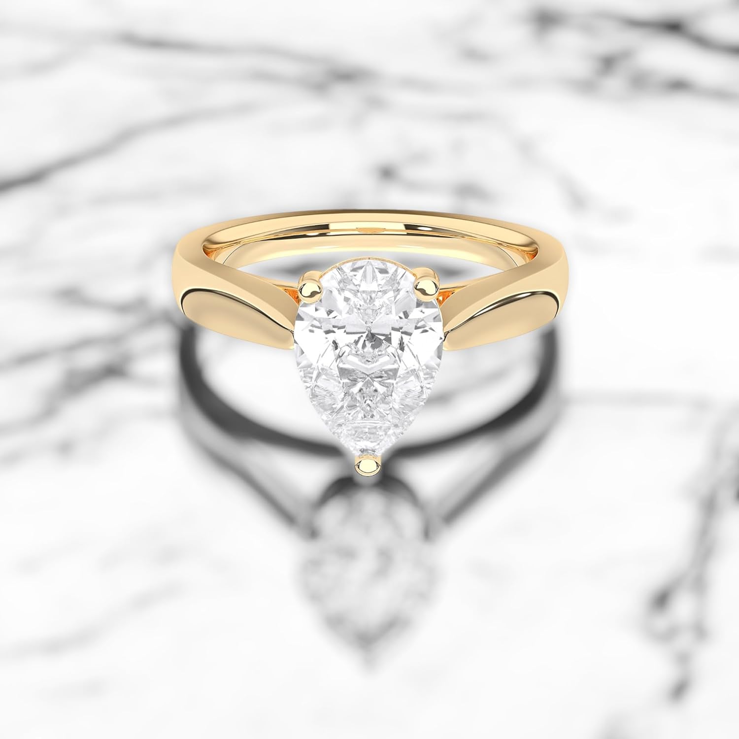 1.00Ct to 3.00Ct Pear Shape F-G/VS Lab Grown Diamond Solitaire Engagement Rings For Women Made in Solid Gold · v4