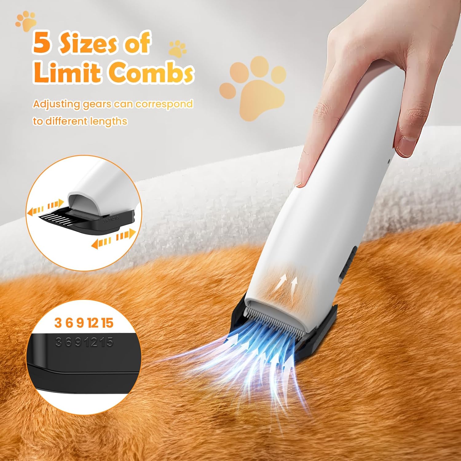 2024 Newest Dog Grooming Vacuum  Dog Electric Clippers amp; Pet Hair Dryer Suction 99% Pet Hair, 3L Large Capacity Dog Vacuum with 5 Grooming Tools, Quiet, Adjustable Airflow and Temperature, UL, Button