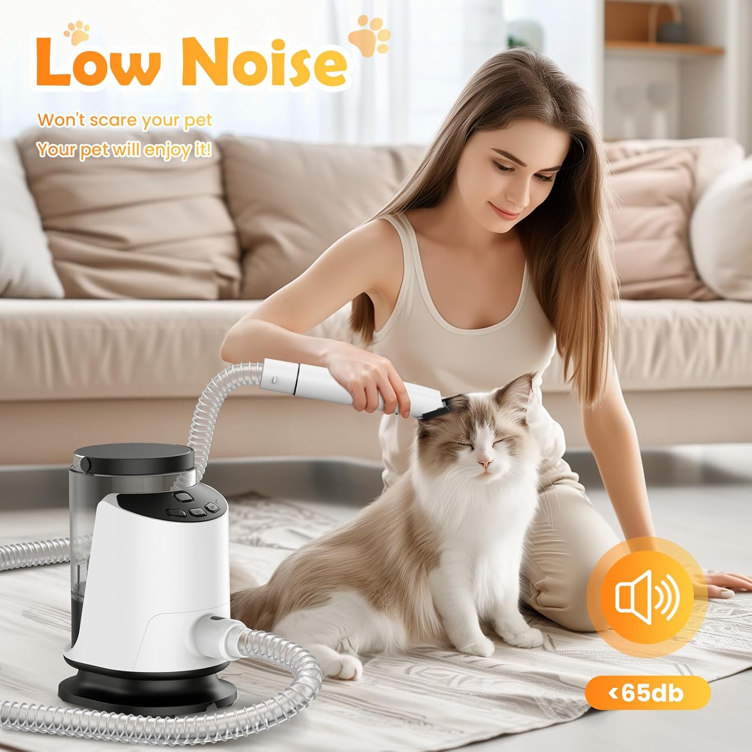 2024 Newest Dog Grooming Vacuum  Dog Electric Clippers amp; Pet Hair Dryer Suction 99% Pet Hair, 3L Large Capacity Dog Vacuum with 5 Grooming Tools, Quiet, Adjustable Airflow and Temperature, UL, Button