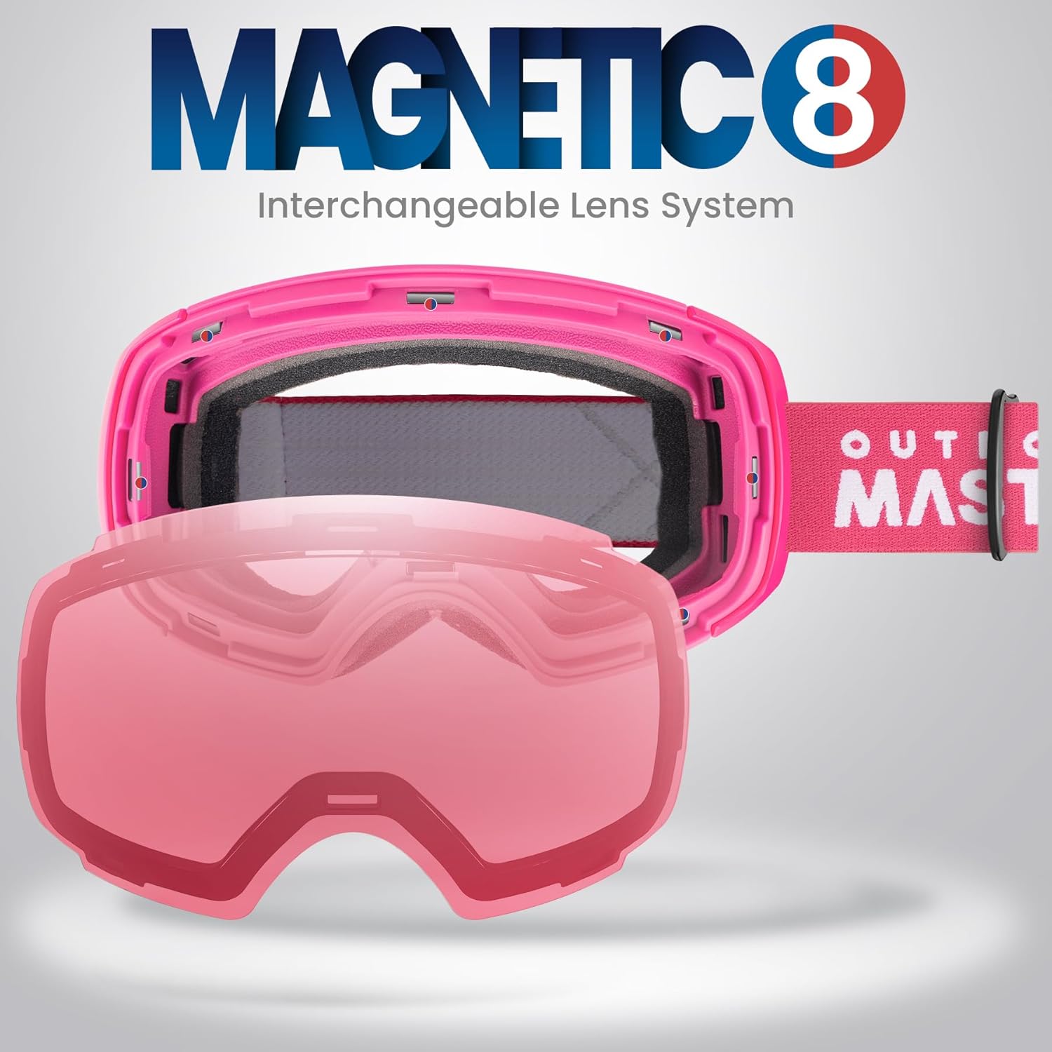 نظارات التزلج من OutdoorMaster PRO- بدون إطار وعدسات قابلة للتبديل 100% UV400 حماية من الثلج نظارات للرجال والنساء