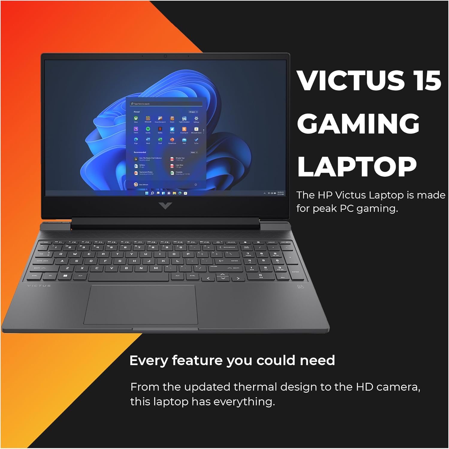 HP Victus 15 Gaming-Laptop, AMD Ryzen 7 8845HS, 64 GB DDR5-RAM, 2 TB PCle-SSD, 15,6-Zoll-FullHD (1920 x 1080), Nvidia Geforce RTX 4060, W11 Home, Grau