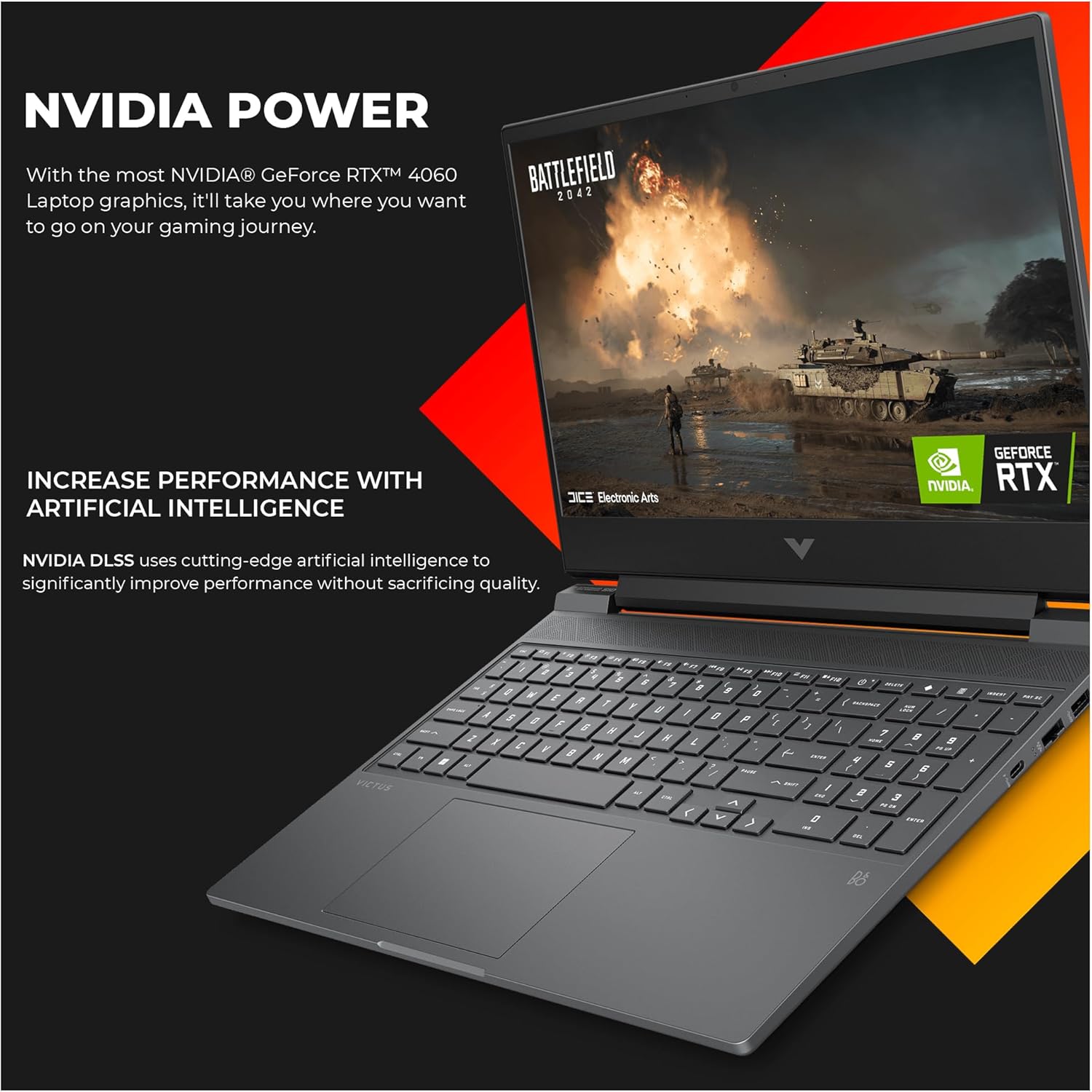 HP Victus 15 Gaming-Laptop, AMD Ryzen 7 8845HS, 64 GB DDR5-RAM, 2 TB PCle-SSD, 15,6-Zoll-FullHD (1920 x 1080), Nvidia Geforce RTX 4060, W11 Home, Grau