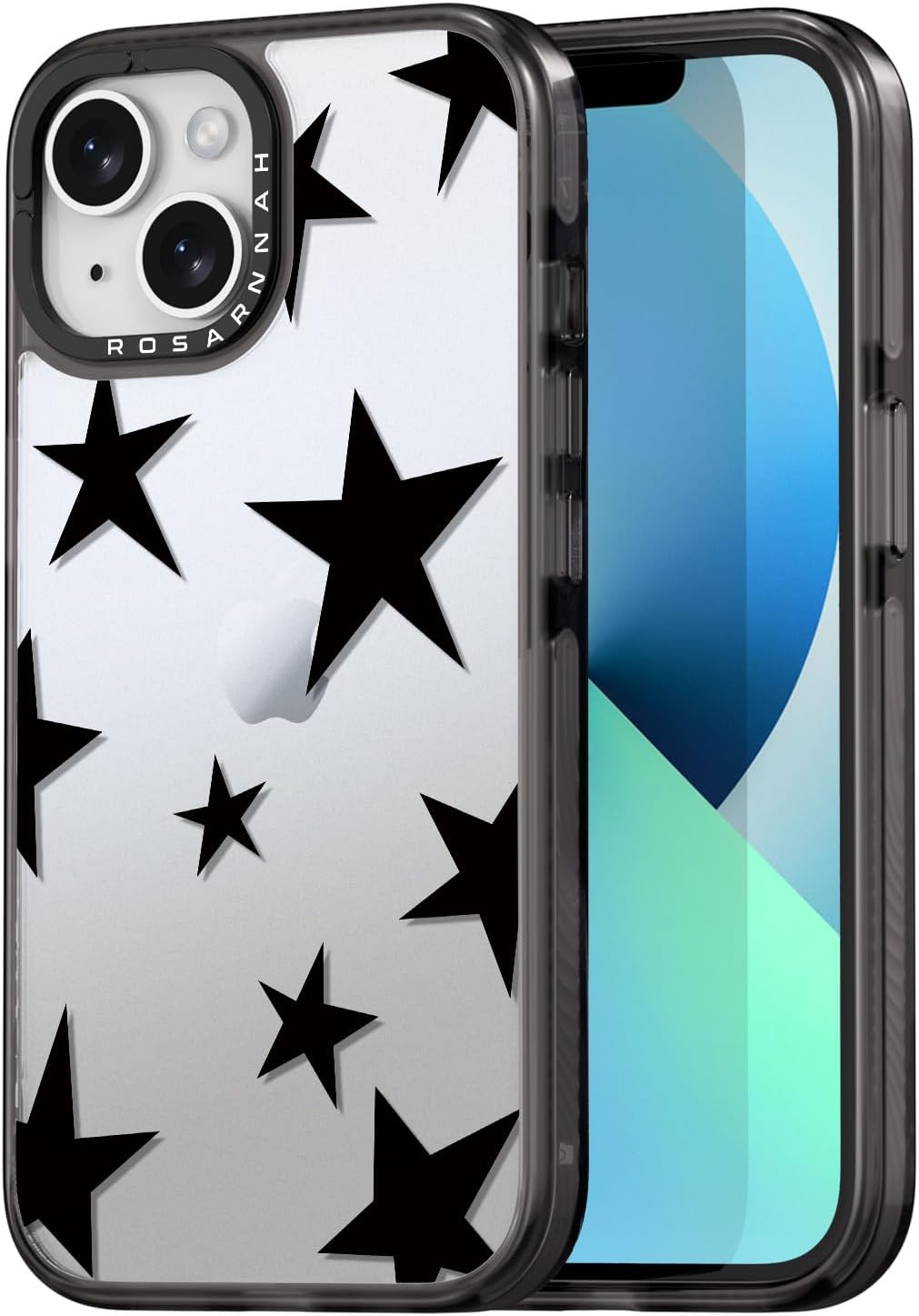 Compatible for iPhone 13 Case Cute - Durable Shockproof 6.6 ft Drop Impact Phone Case - Black Funny Five-Pointed Star Design for iPhone 13 6.1