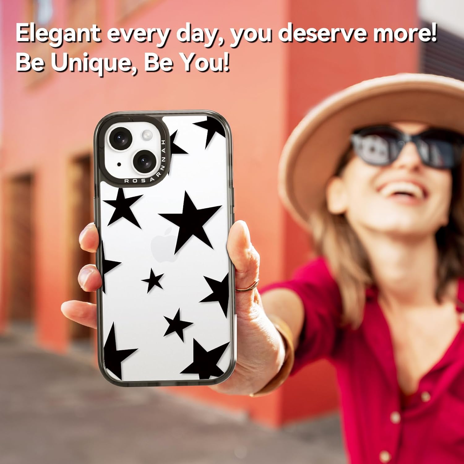 Funda compatible con iPhone 13, bonita, duradera, a prueba de golpes, caída de 6.6 pies, divertida estrella de cinco puntas, negra, divertido diseño de estrella de cinco puntas para iPhone 13 6.1