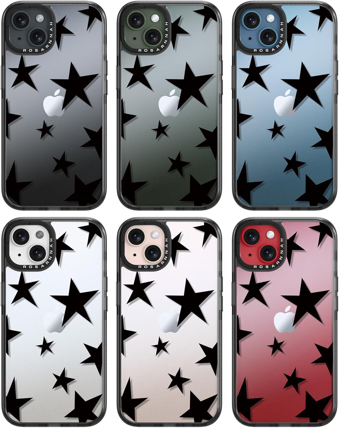 Funda compatible con iPhone 13, bonita, duradera, a prueba de golpes, caída de 6.6 pies, divertida estrella de cinco puntas, negra, divertido diseño de estrella de cinco puntas para iPhone 13 6.1